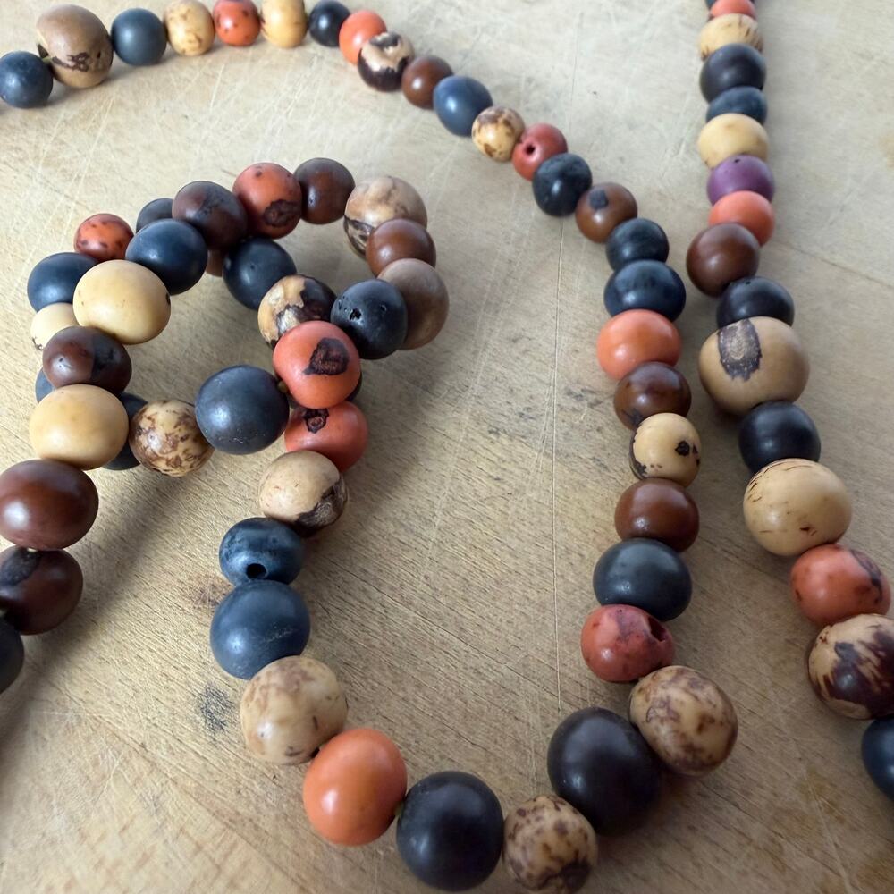 Long Mixed Natural‎ Seed Strand Necklace Amazonian 56" Boho Mala Prayer Beads